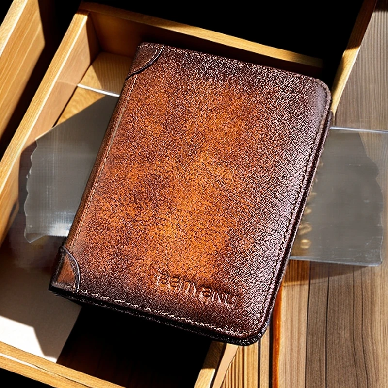 青年男士加厚真皮商务防消磁牛皮韩版潮流手工皮钱包男款短款卡包