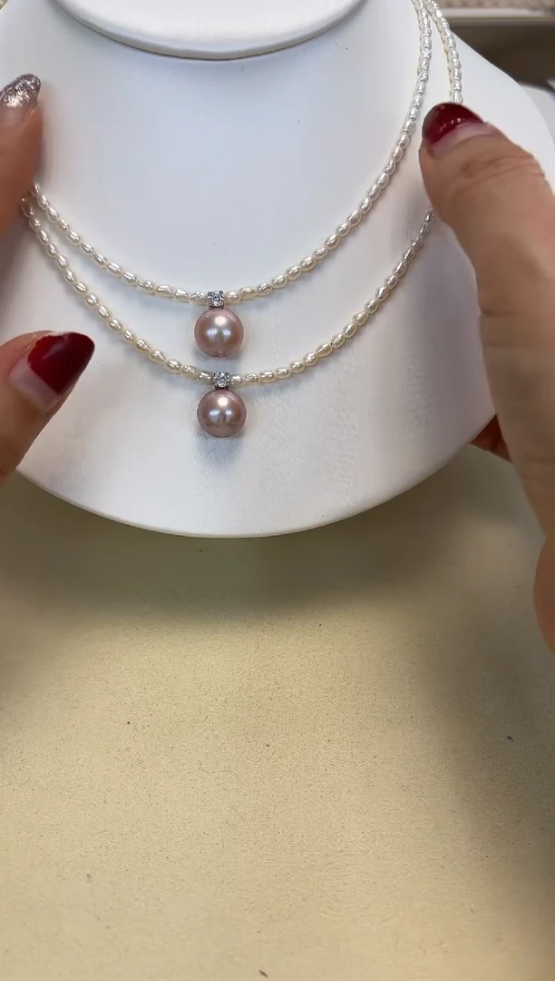 颈饰银S925镶嵌淡水珍珠彩戴妃白珠项链多样性发一件