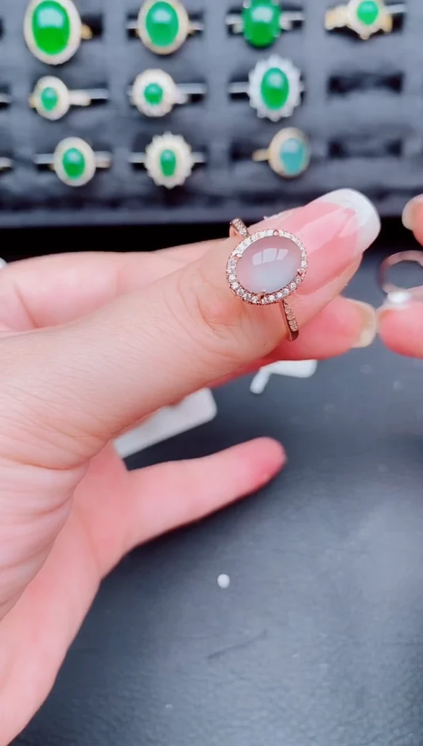 翡翠戒指银S925镶嵌天然a货翡翠356