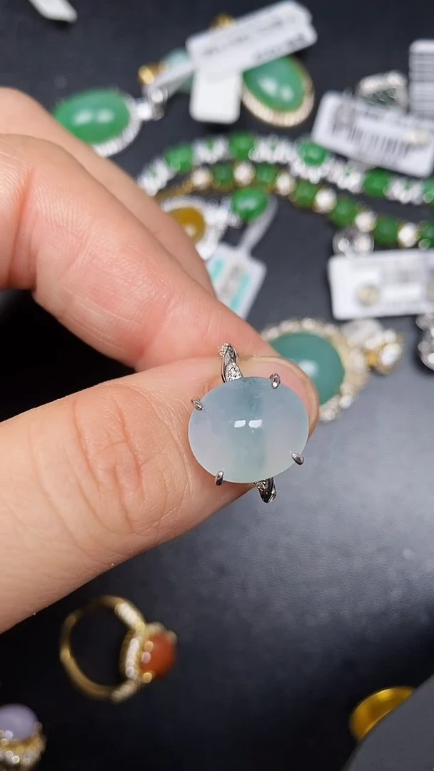 银S925镶嵌戒指翡翠4400