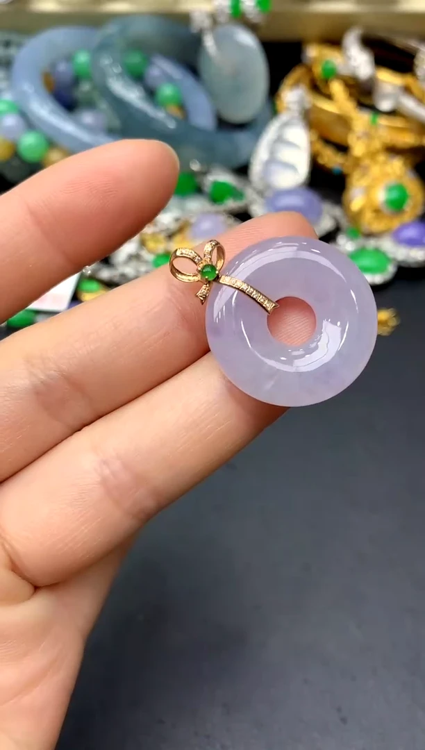 颈饰18K金镶嵌翡翠167-中国好珍宝