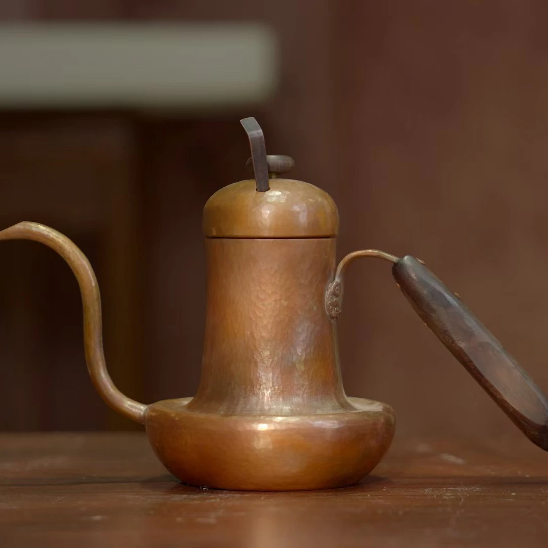 锻朴丨扁咖啡壶把手有变 400ml复古家用陶瓷茶壶