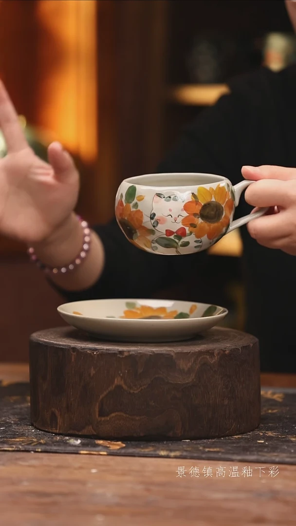 陶瓷景德镇高温釉下手绘陶瓷@L41@