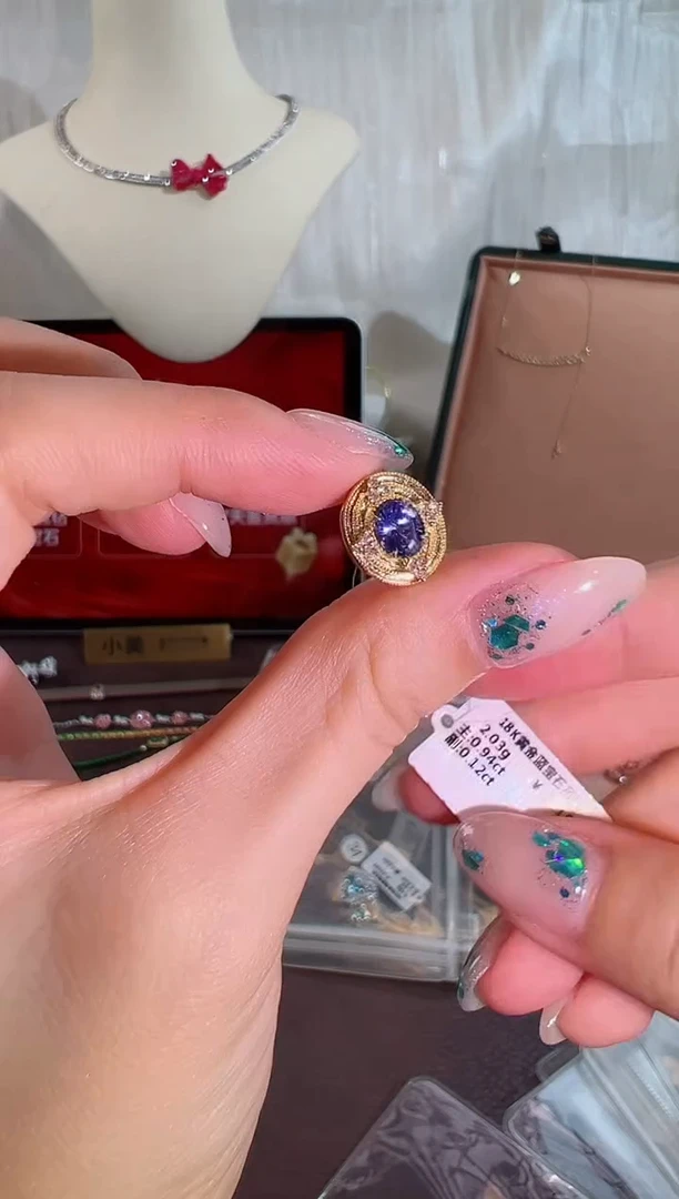 蓝宝石颈饰18K金镶嵌BN15646#-Y#32