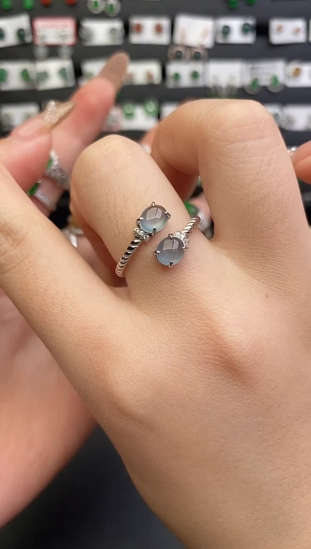 银S925镶嵌戒指翡翠0