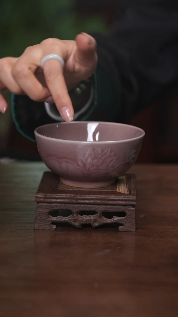 【闪购商品】清凉寺原产地仿古釉手工钧瓷荷花碗