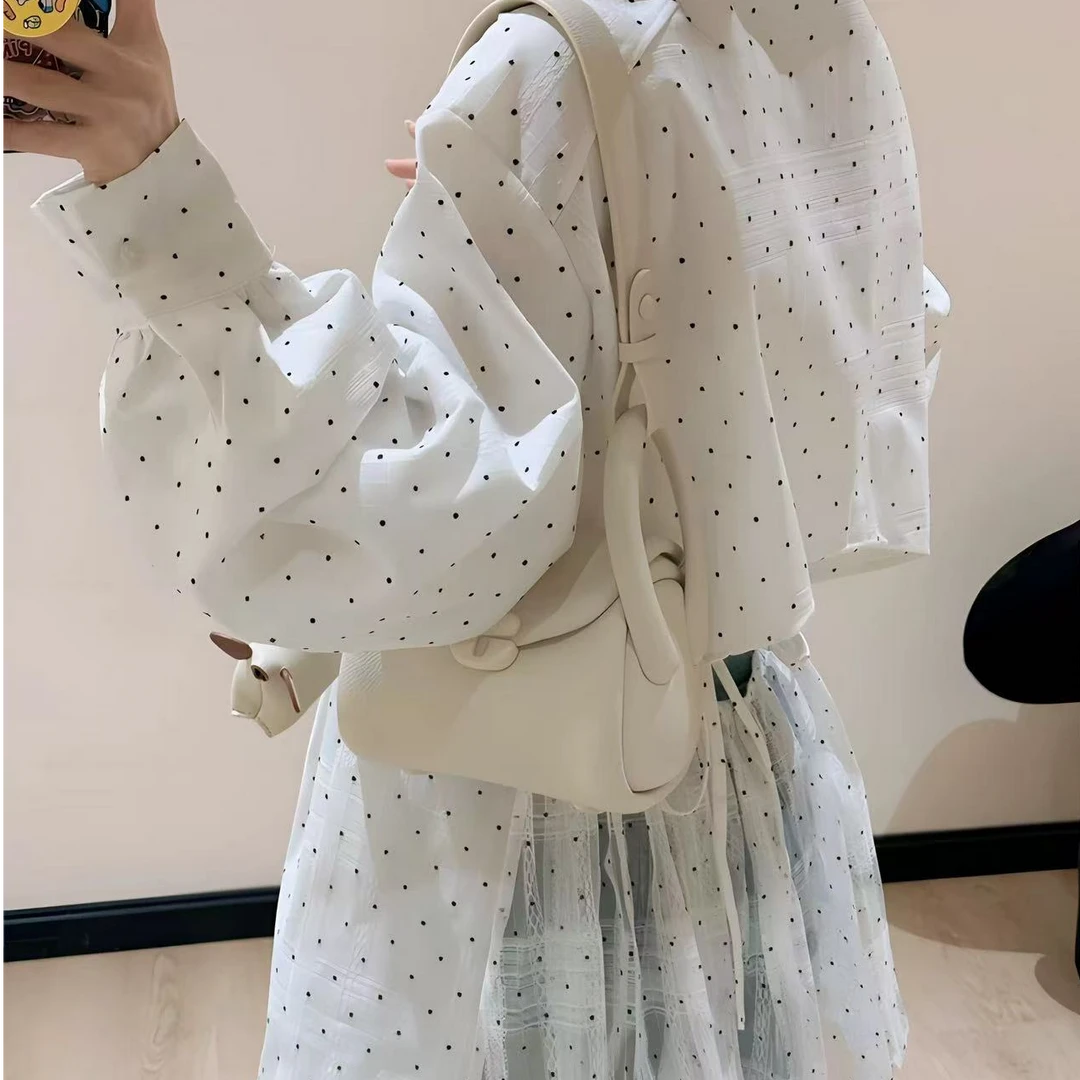 2025春季新款大码女装套装甜美镂空波点蕾丝衬衫99296