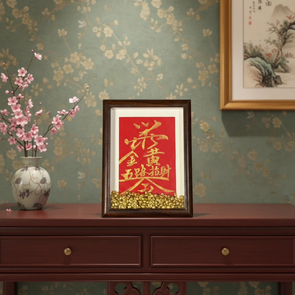 框中框五路令书法民间拓画玄关手工画客厅画中国风非遗拓印拓金