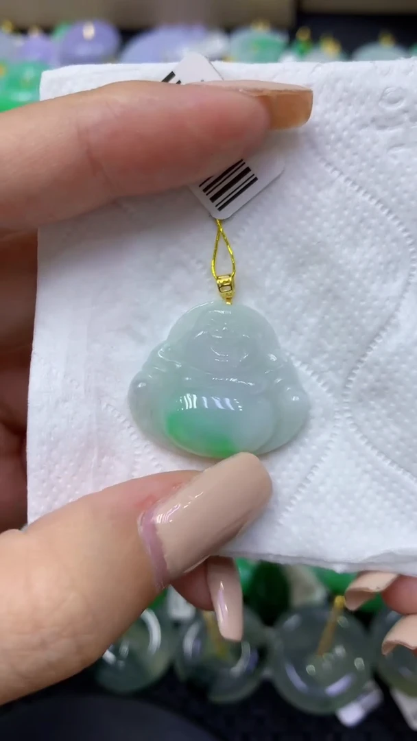 颈饰18K金镶嵌翡翠天然缅甸翡翠A货