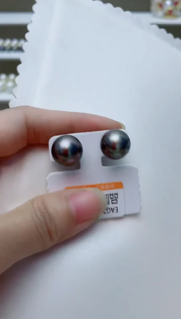 银S925镶嵌海水珍珠耳饰A40