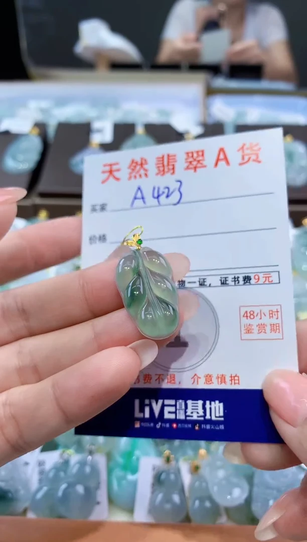 颈饰18K金镶嵌翡翠天然翡翠A货挂件