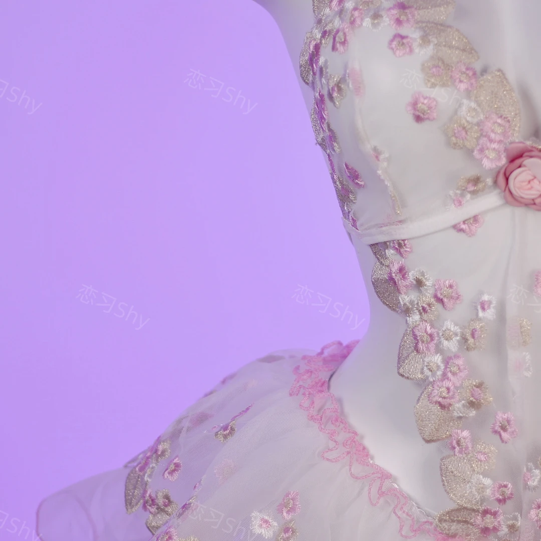 【花仙子】80-120斤 纯欲风刺绣花仙子纱网蓬蓬裙吊带镂空蕾丝睡衣