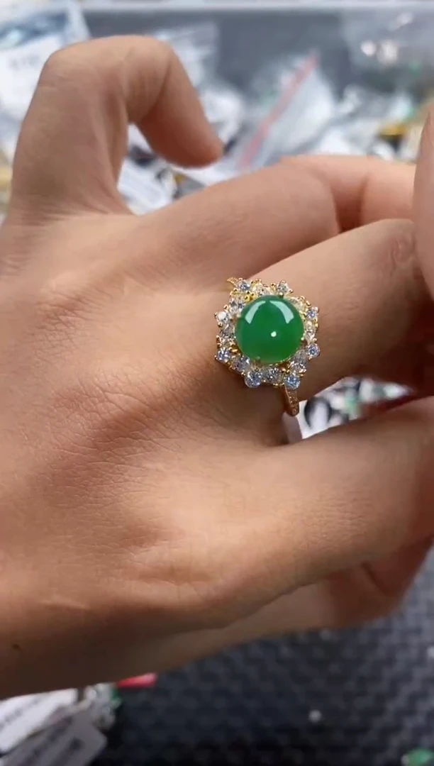 银S925镶嵌戒指翡翠777     3