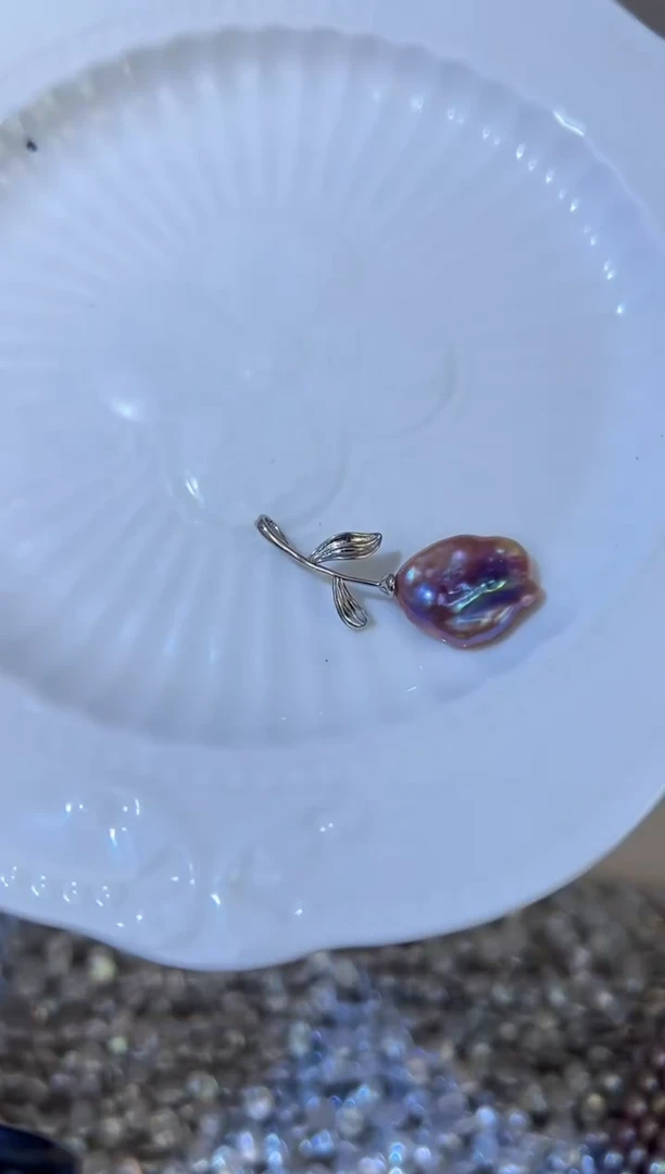 淡水珍珠银S925镶嵌吊坠(不含链)s23