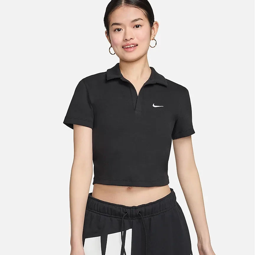 耐克/NIKE【NK】女款夏季新款时尚修身黑色短款短袖T恤 DV7885010