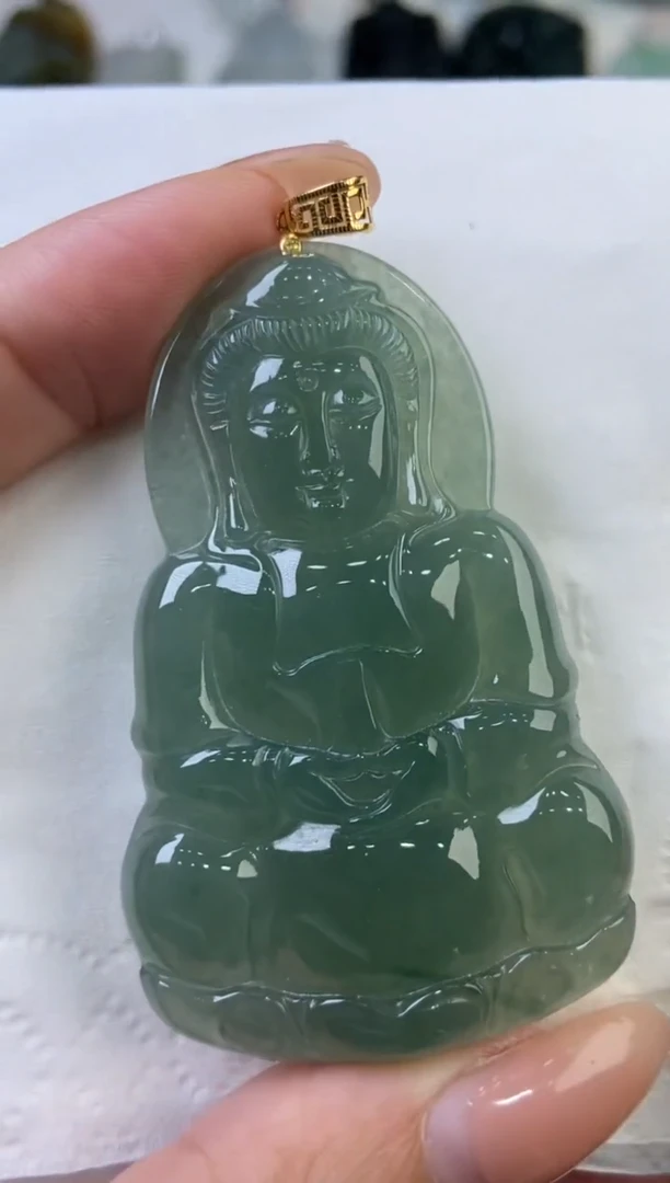 翡翠挂件18K金镶嵌316633