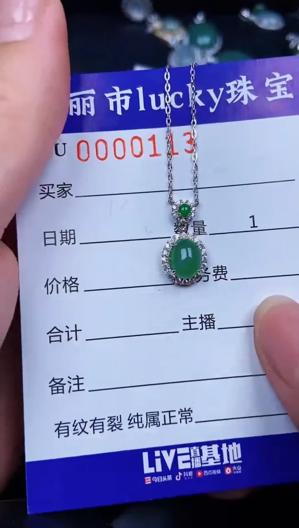 翡翠银S925镶嵌颈饰0113