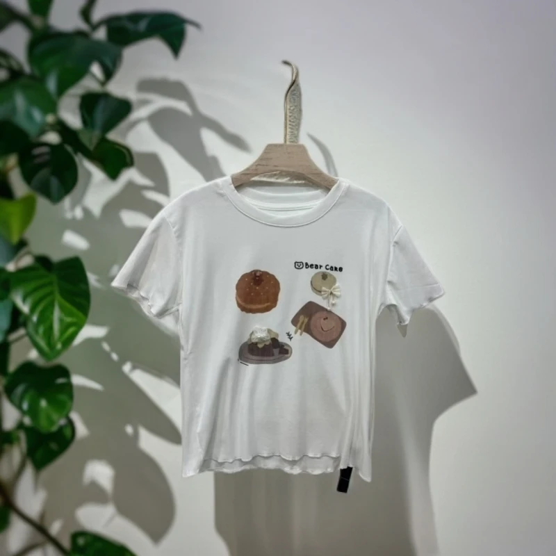 323木耳边印花T恤女款时尚百搭简约显瘦T恤