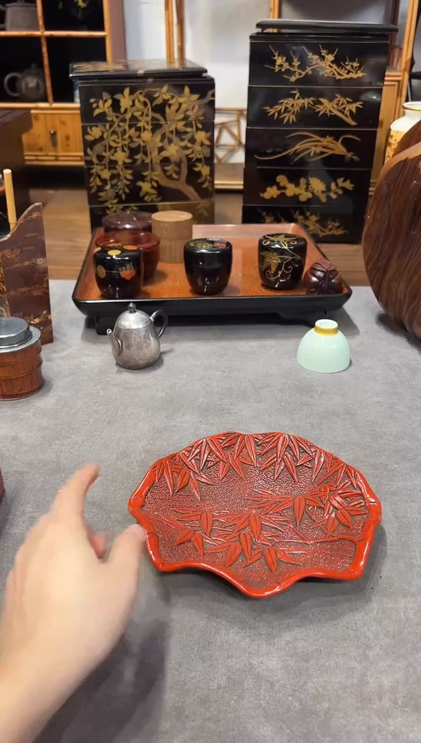 堆朱 茶盘  大漆漆器大漆漆器