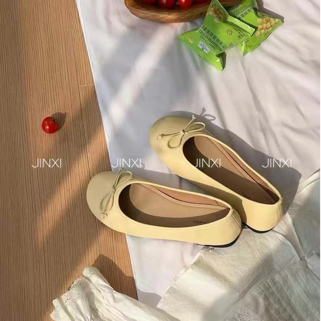 蝴蝶结柔软舒适平底蛋糕夏季舞蹈小单鞋
