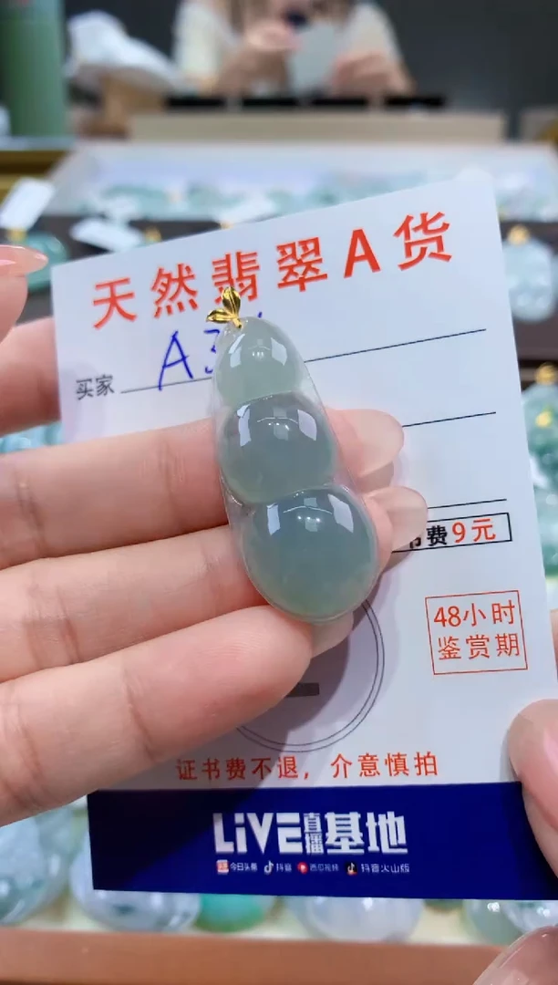 颈饰18K金镶嵌翡翠天然翡翠A货挂件