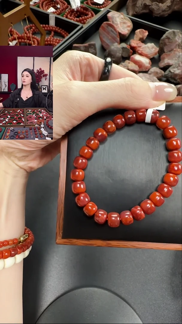 手串未镶嵌南红玛瑙原矿X060九口火焰单圈8mm一图一物