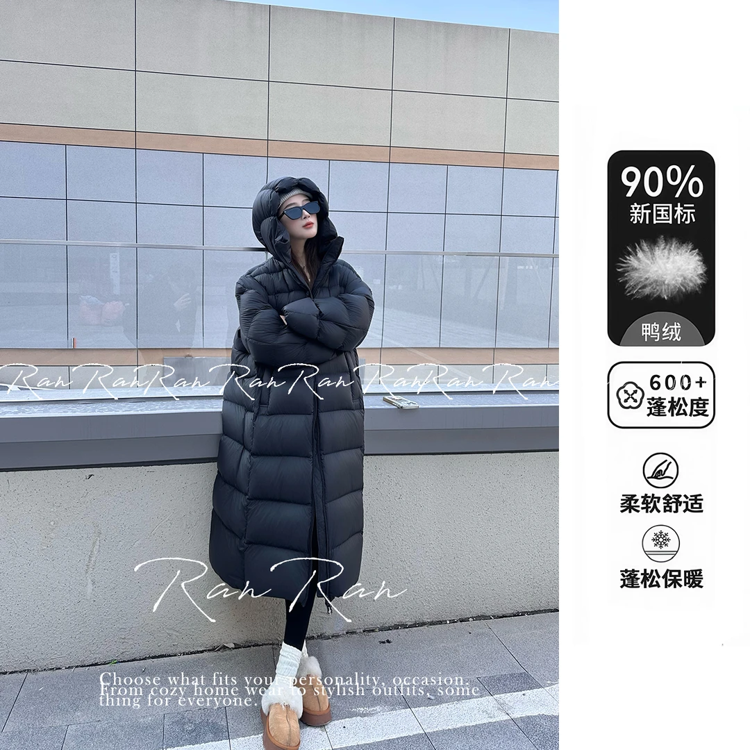 新款花苞帽长款白鸭绒羽绒服时尚百搭.JN