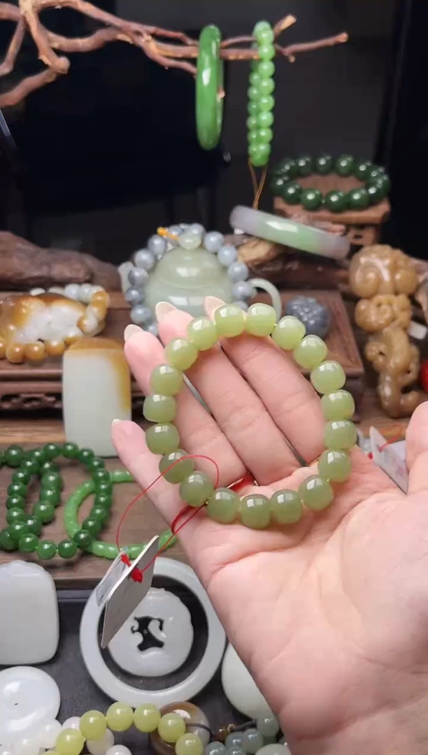 和田玉未镶嵌手串卡10若羌黄口料 老型9011364