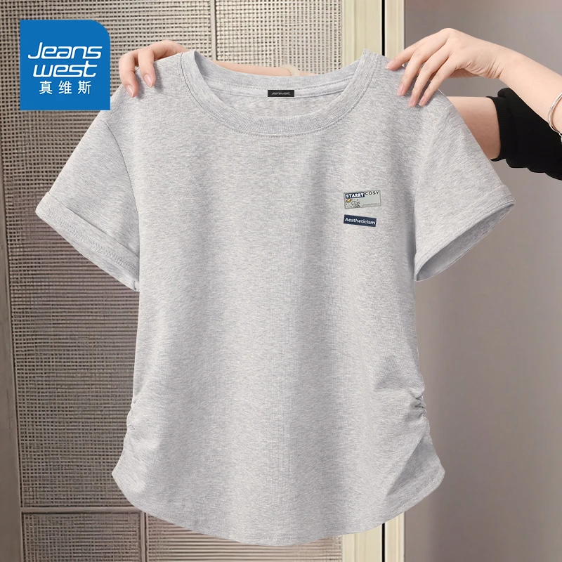 真维斯短袖t恤女2025春夏季新款收腰显瘦体恤今年流行的美式上衣