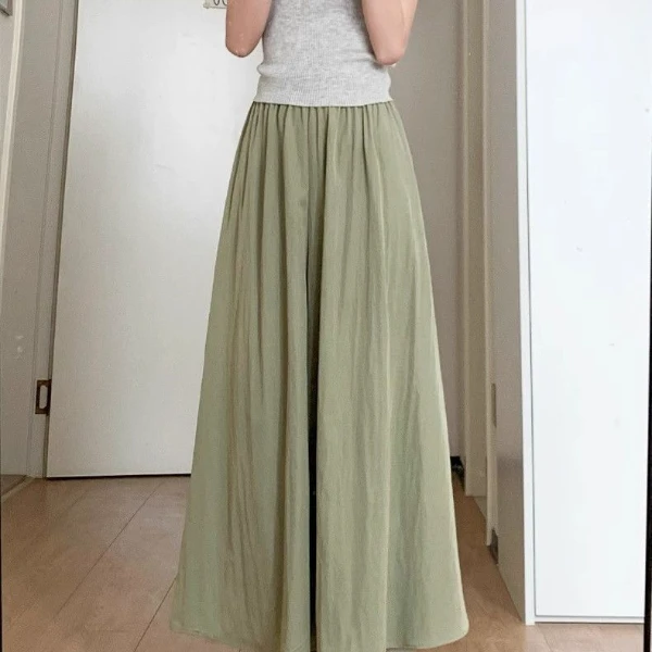 韩版裤裙女小众夏天百搭小个子舒适显瘦半身裙高腰垂感阔腿裤九分