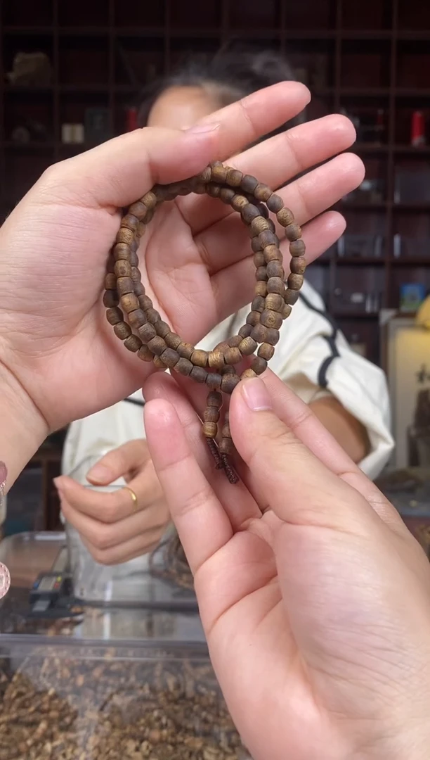 沉香手串05透顶绿小鼓珠多圈手串棋楠手串 # 多样性发一