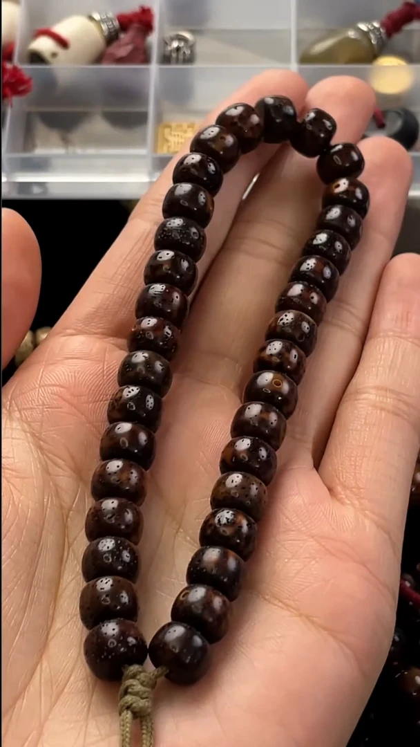 手串星月菩提精工级深珀花皮新桶9*6.6手持