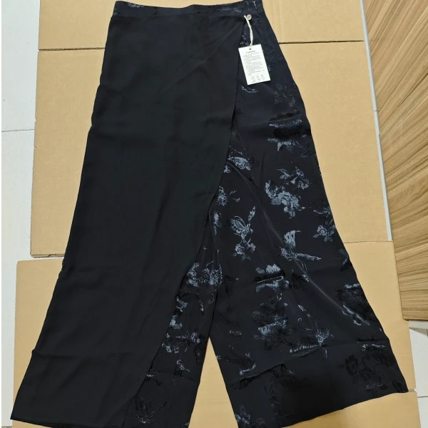 【朴意凡器】云间老缎子阔褪裤 （黑色）（有飘纱无内衬）  LB047-3