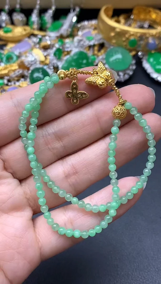足金镶嵌手链翡翠212-中国好珍宝