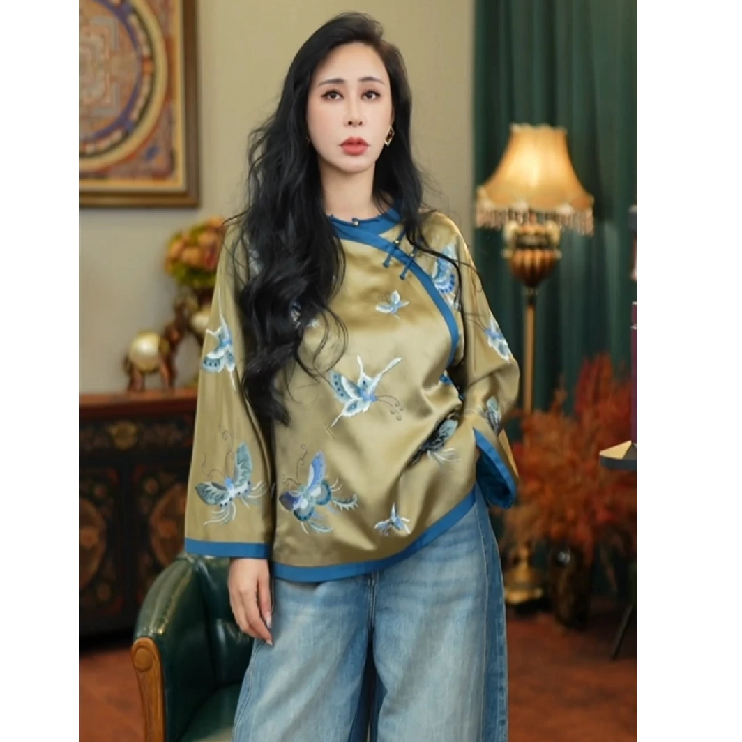 利琪高订蝴蝶夫人国风气质轻奢满绣百搭太太服外套上衣A6153