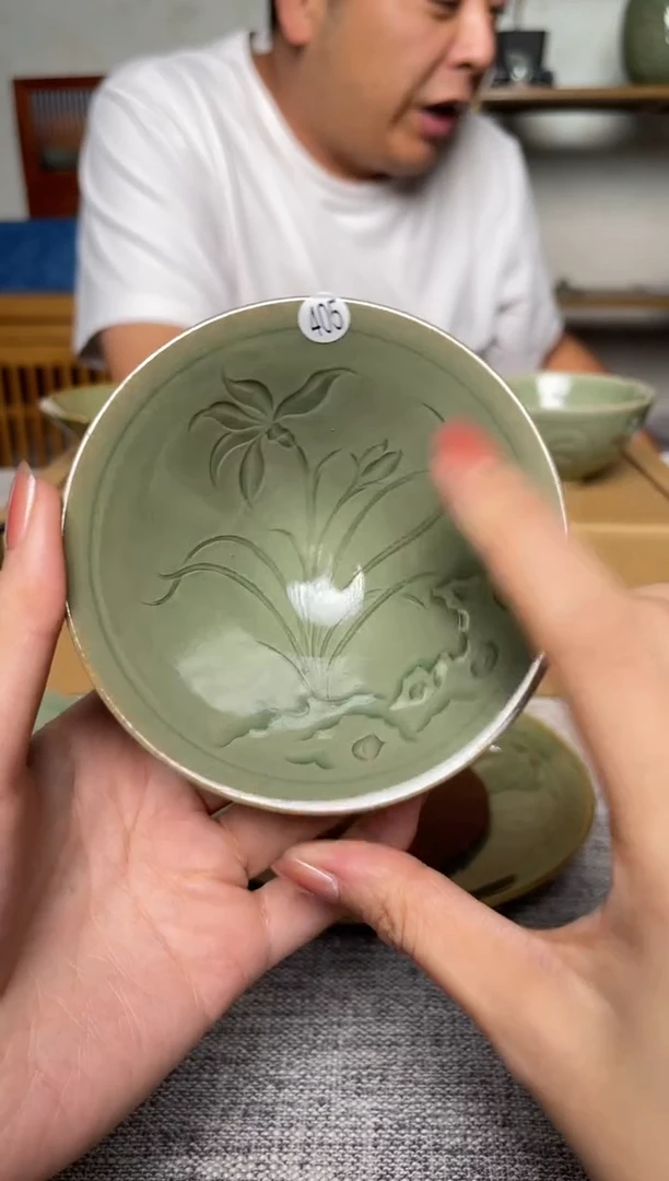 瓷器405耀州窑纯手工斗笠盏  微瑕