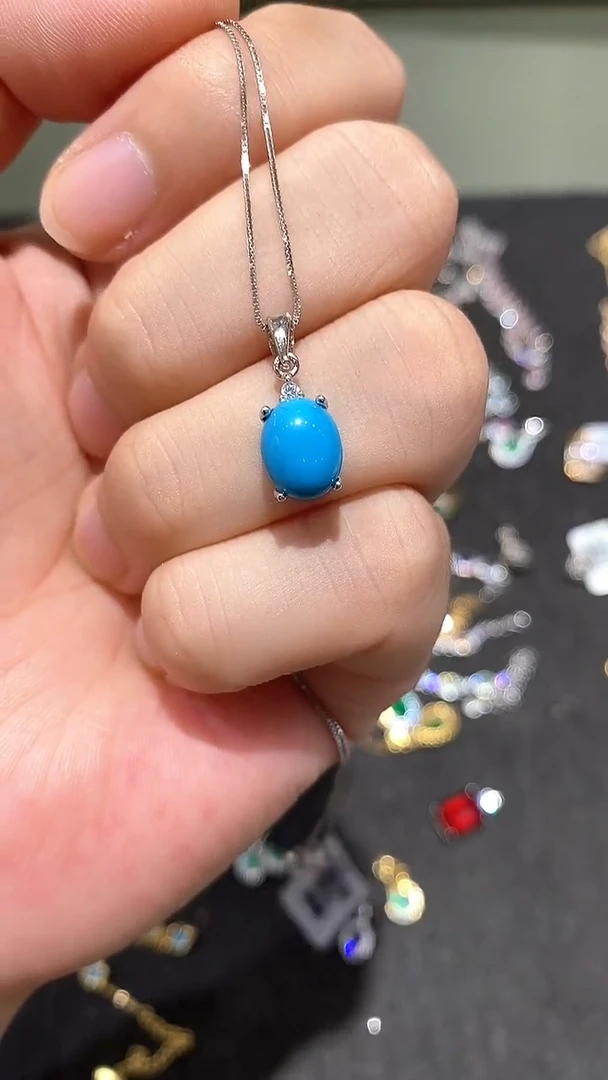 颈饰蓝宝石银S925镶嵌吊坠