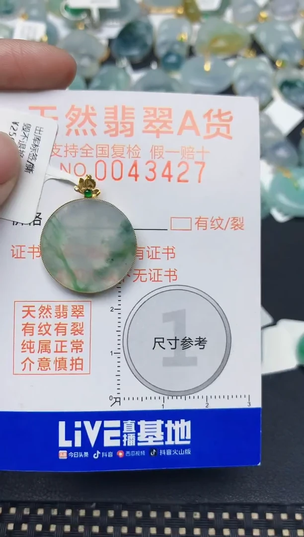 颈饰18K金镶嵌翡翠天然缅甸A货翡翠