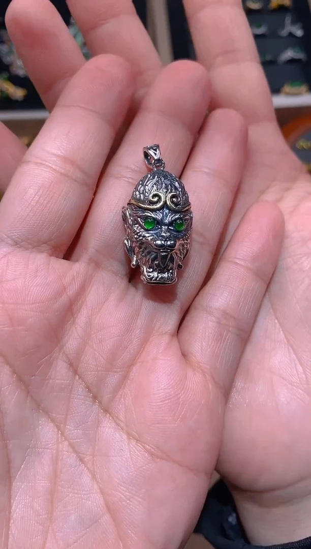 【闪购商品】翡翠吊坠(不含链)银S925镶嵌悟空