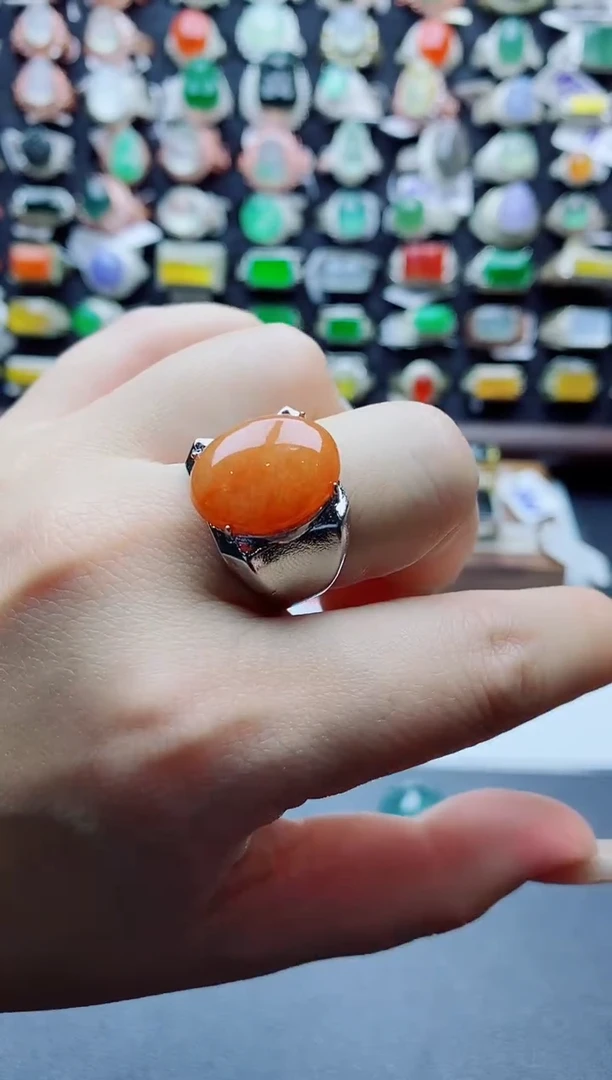 未镶嵌戒指翡翠前****量天然翡翠A货男戒