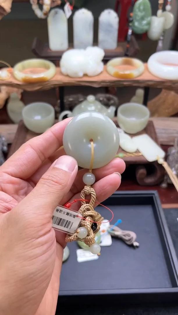 【闪购商品】和田玉吊坠未镶嵌D且末青白  44+平安扣1002