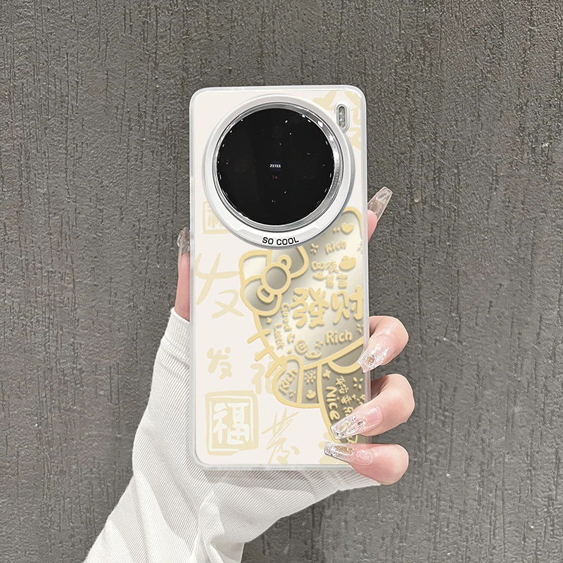 国风KT猫适用vivoX100手机壳x90磨砂X100Ultra防摔X100Pro彩银x80