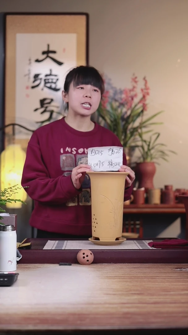 【闪购商品】紫砂花盆新款段泥高画线一只带托盘