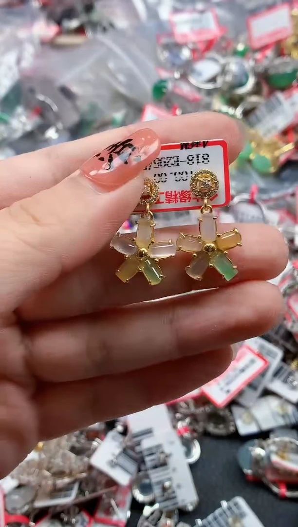 银S925镶嵌戒指翡翠天然A货缅甸翡翠