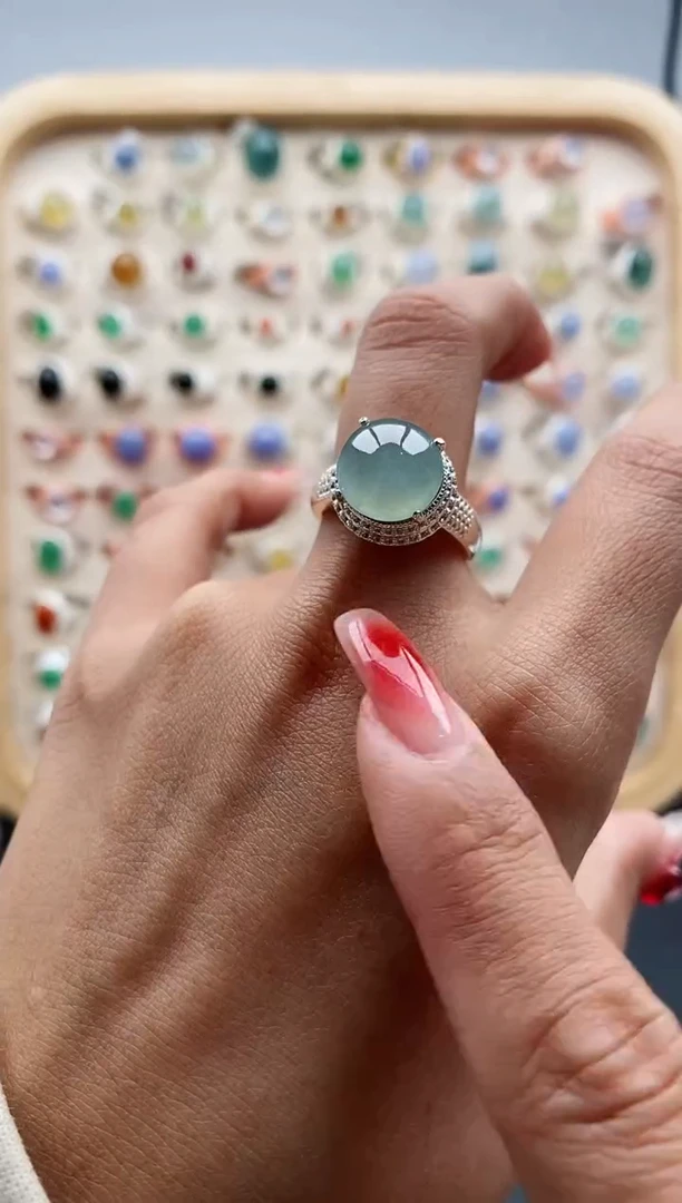 【闪购商品】翡翠戒指未镶嵌缅甸天然A货翡翠444  10-