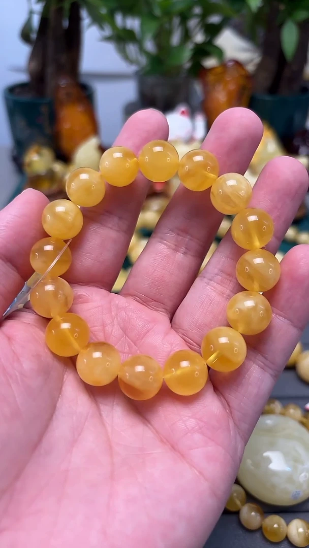 手串蜜蜡未镶嵌p51俄料金白聚宝盆单圈  18.06克 12mm