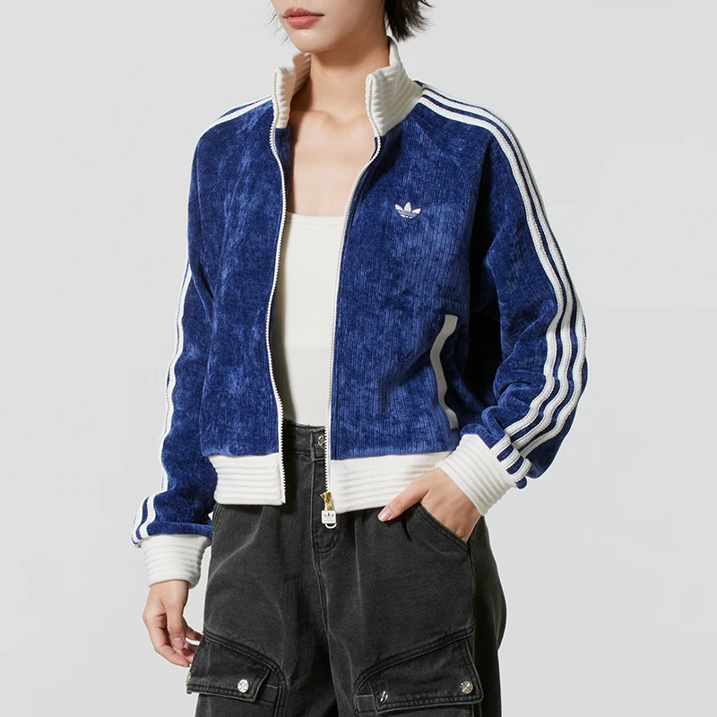 【抖音双十一】阿迪达斯三叶草针织夹克女休闲立领外套运动服JN0724