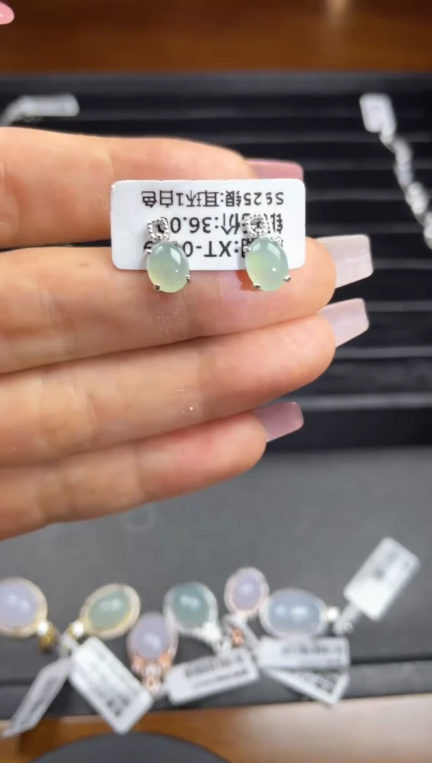 银S925镶嵌戒指翡翠天然翡翠A货