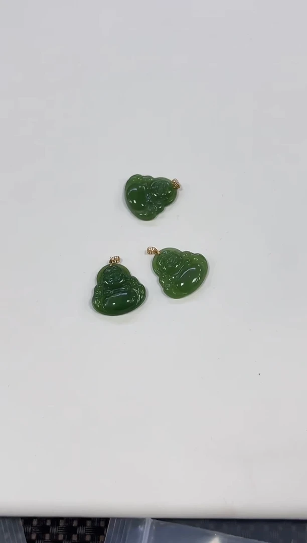 【闪购商品】和田玉吊坠18K金镶嵌碧玉佛（多样性发一件）