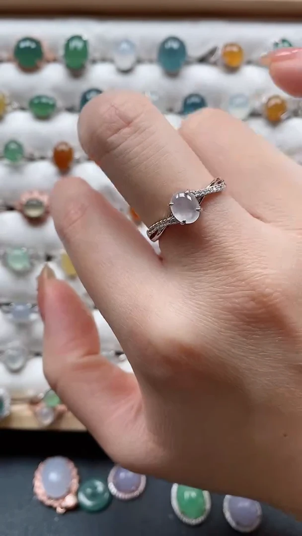 【闪购商品】翡翠戒指银S925镶嵌一物一证一礼盒